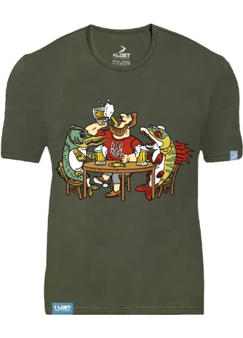 Хаки (оливковая) футболка "паті з рибами" khaki, 2xl Klost