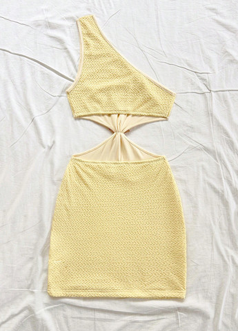 Жовтий кежуал сукня на одне плече SHEIN однотонна