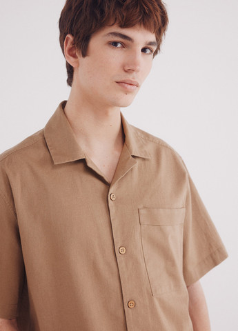 Песочная кэжуал рубашка однотонная Springfield