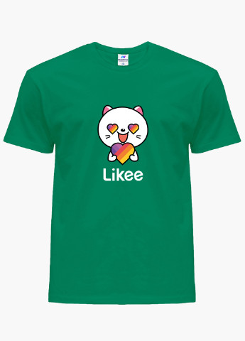 Зелена демісезонна футболка дитяча лайк котик (likee cat) (9224-1036) MobiPrint