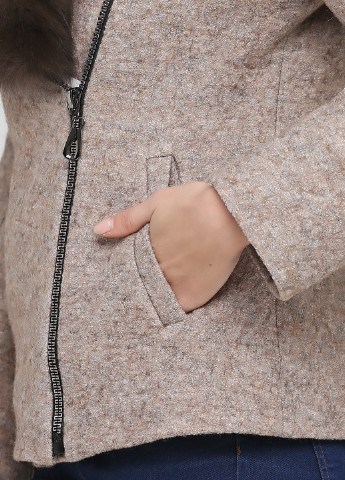 Светло-коричневое Кэжуал полупальто (мех песца) Шикарные меха меланж