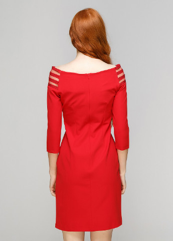 Красное кэжуал платье футляр Sassofono Club однотонное