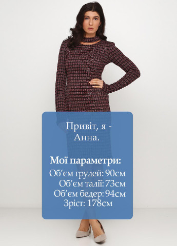 Бордовое кэжуал платье платье-водолазка Olga Shyrai for PUBLIC&PRIVATE в клетку