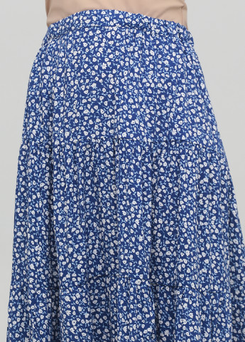 Синяя кэжуал цветочной расцветки юбка Monki а-силуэта (трапеция)