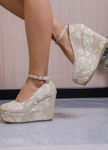 SHEIN Туфлі анкл страп бежевий з текстиль, китай — демісезон (346395891)