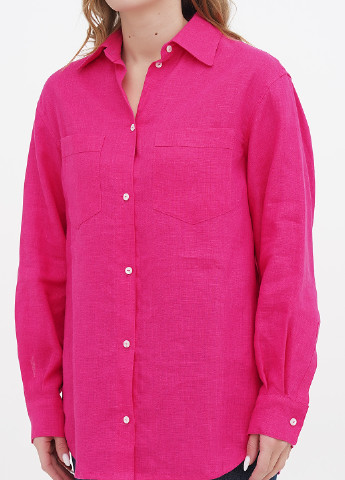 Фуксиновая (цвета Фуксия) кэжуал рубашка однотонная Andrukh