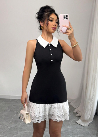 Чорна кежуал сукня в стилі армпір SHEIN однотонна