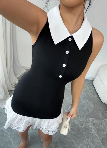 Чорна кежуал сукня в стилі армпір SHEIN однотонна