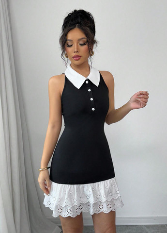 Чорна кежуал сукня в стилі армпір SHEIN однотонна