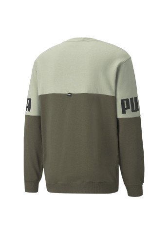 Зеленая демисезонная свитшот power colourblocked crew neck men's sweatshirt Puma