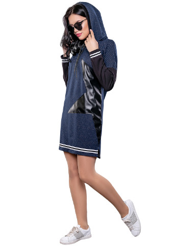 Темно-синее спортивное платье короткое ST-Seventeen в полоску