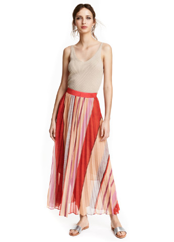 Разноцветная кэжуал в полоску юбка H&M плиссе