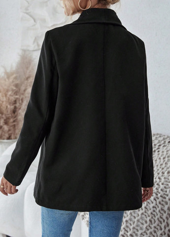 Чорне демісезонне Пальто двобортне SHEIN