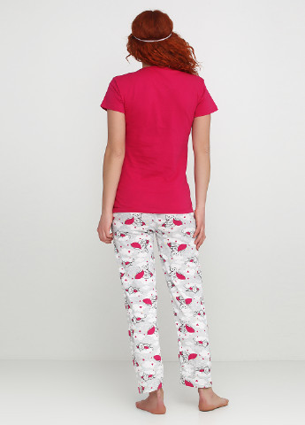 Малинова всесезон пижама (футболка, брюки, маска для сна) Rinda Pijama