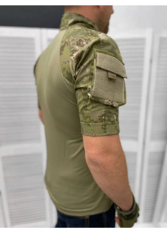 Хакі (оливкова) футболка убакс чоловіча військова тактична з липучками під шеврони зсу (зсу) туреччина ubaks l 7128 хакі No Brand
