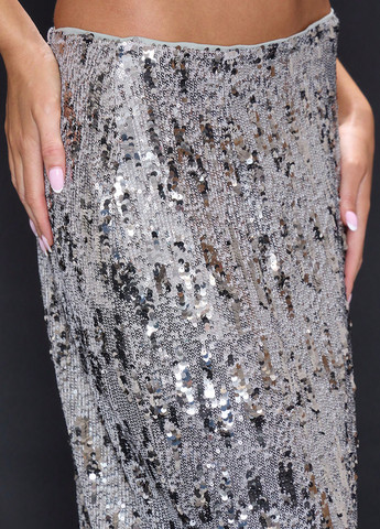 Серебряная праздничный, вечерний однотонная юбка SHEIN карандаш