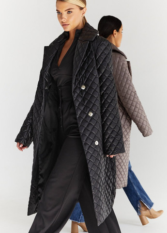 Черное демисезонное Пальто однобортное Gepur