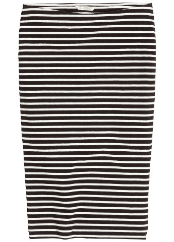 Черно-белая кэжуал в полоску юбка H&M карандаш