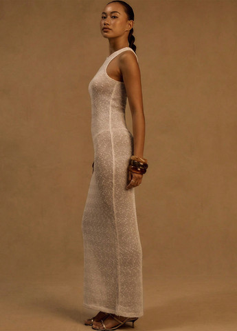 Молочна вечірня, пляжна сукня силуетна SHEIN однотонна