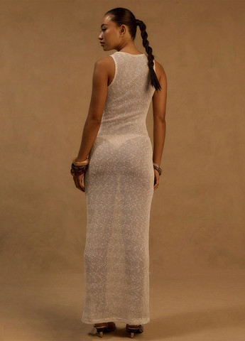 Молочна вечірня, пляжна сукня силуетна SHEIN однотонна