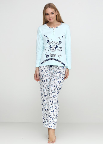 Светло-голубой демисезонный комплект утепленный (лонгслив, брюки) Rinda Pijama