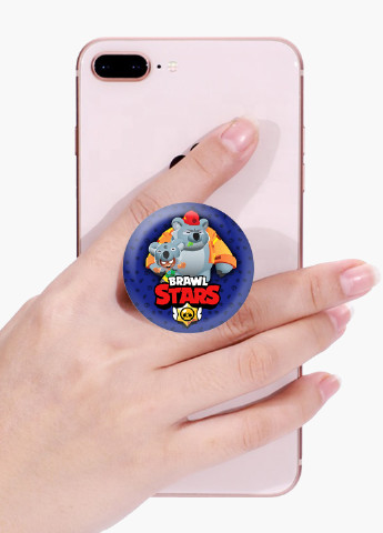 Попсокет (Popsockets) тримач для смартфону Ніта Бравл Старс (Nita Brawl Stars) (8754-1017) Чорний MobiPrint (216748212)