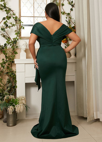 Темно-зелена святковий, вечірня плаття для вагітних з відкритою спиною SHEIN однотонна