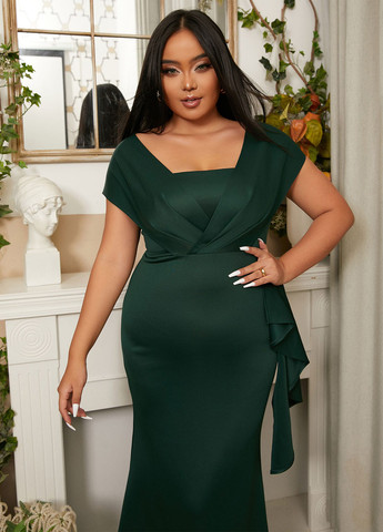 Темно-зелена святковий, вечірня плаття для вагітних з відкритою спиною SHEIN однотонна