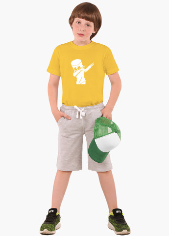 Жовта демісезонна футболка дитяча маршмелло фортнайт (marshmello fortnite) (9224-1330) MobiPrint