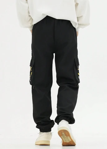 Черные кэжуал демисезонные брюки карго SHEIN