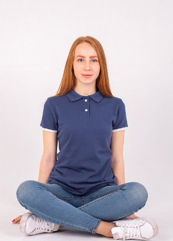 Синяя женская футболка-футболка поло женская TvoePolo однотонная