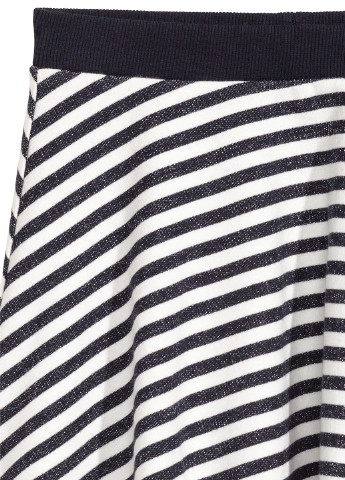 Черно-белая кэжуал в полоску юбка H&M а-силуэта (трапеция)