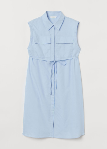 Голубое кэжуал платье для беременных рубашка H&M однотонное