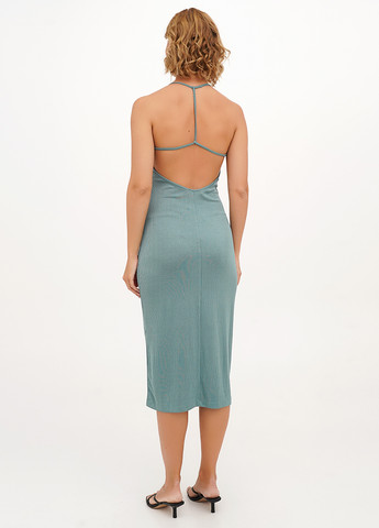 Зеленое кэжуал платье с открытой спиной, силуэтная Vicolo однотонное