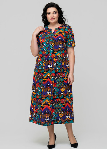 Фіолетова кежуал сукня а-силует A'll Posa з абстрактним візерунком