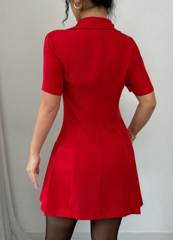 Красное кэжуал платье с юбкой-солнце, платье-жакет SHEIN однотонное