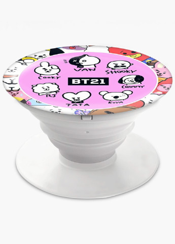 Попсокет (Popsockets) держатель для смартфона БТС (BTS) (8754-1099) Черный MobiPrint (216748468)
