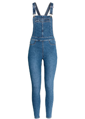 Комбинезон H&M комбинезон-брюки однотонный светло-синий денил хлопок