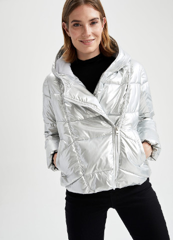 Срібна демісезонна куртка DeFacto