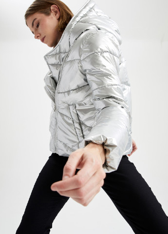 Срібна демісезонна куртка DeFacto