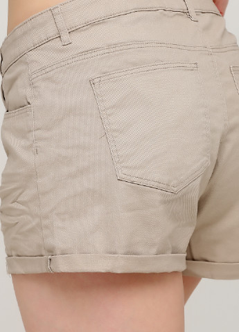 Шорты H&M однотонные светло-бежевые джинсовые хлопок