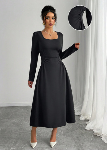 Чорна кежуал сукня SHEIN однотонна