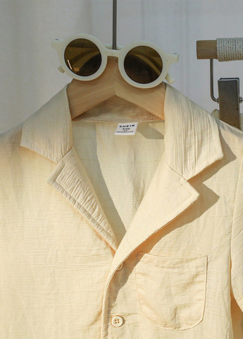 Светло-желтый летний костюм (рубашка, шорты) с шортами, с рубашкой SHEIN