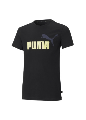 Черная демисезонная детская футболка essentials+ two-tone logo youth tee Puma