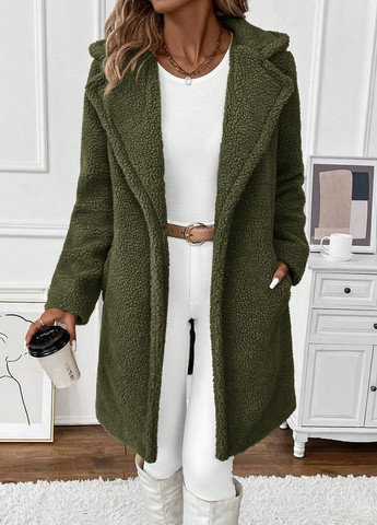 Оливкове (хакі) демісезонне Пальто SHEIN