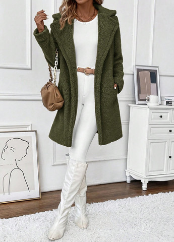 Оливкове (хакі) демісезонне Пальто SHEIN