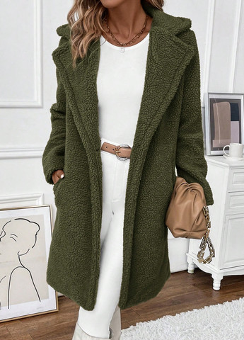 Оливкове (хакі) демісезонне Пальто SHEIN