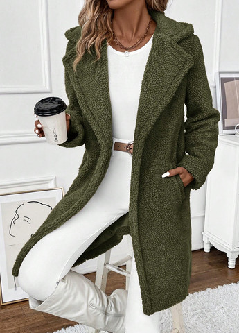 Оливкове (хакі) демісезонне Пальто SHEIN