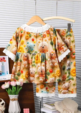 Комбинированная всесезон пижама (блуза, брюки) рубашка + брюки SHEIN