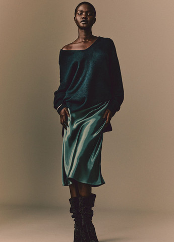 Темно-бирюзовая кэжуал однотонная юбка H&M